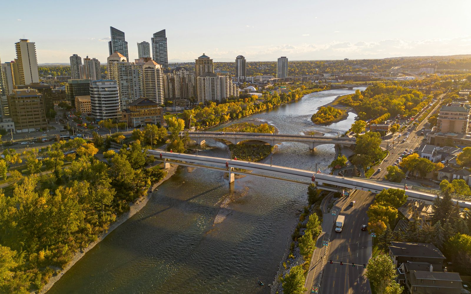 Calgary skyline and Bow River representing the MyBite clinic network