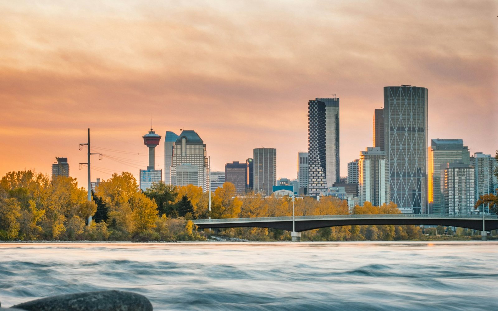 Calgary skyline along the Bow River