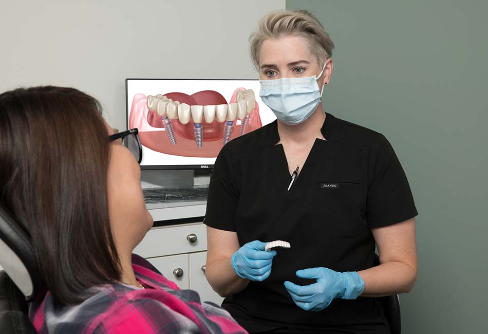 Erin Derraugh at a free denture consultation